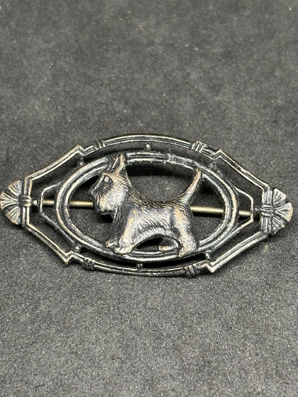 Vintage Sterling Silver Scottie Dog Brooch Pin Art Deco Style Scottish Terrier